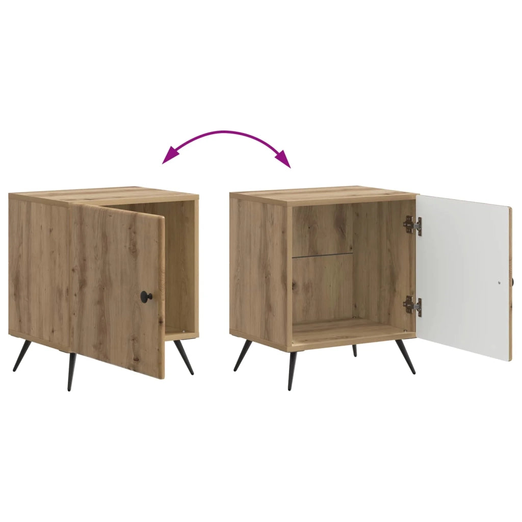 Comodino | Armadio da Notte | Mobiletto da notte Rovere Artigianale 43 x 34,5 x 50 cm