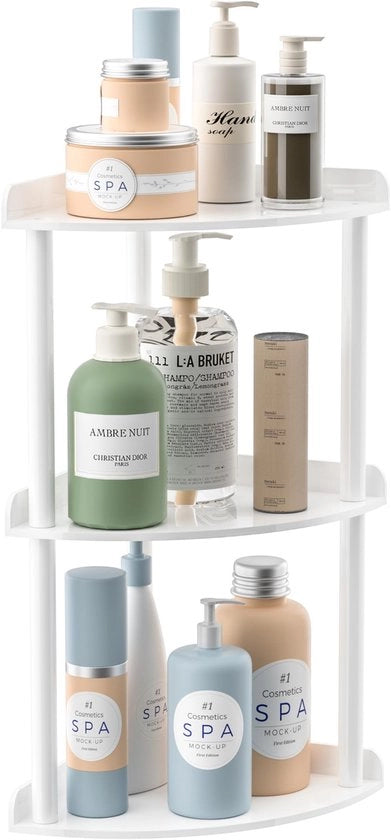 Organizzatore angolare 3 livelli - Acrilico - 18 x 18 x 40 cm - Organizzatore per la camera da bagno - Cosmetici/Profumi - Articoli da bagno - Resistente allo shock - Mobile per ripostigli