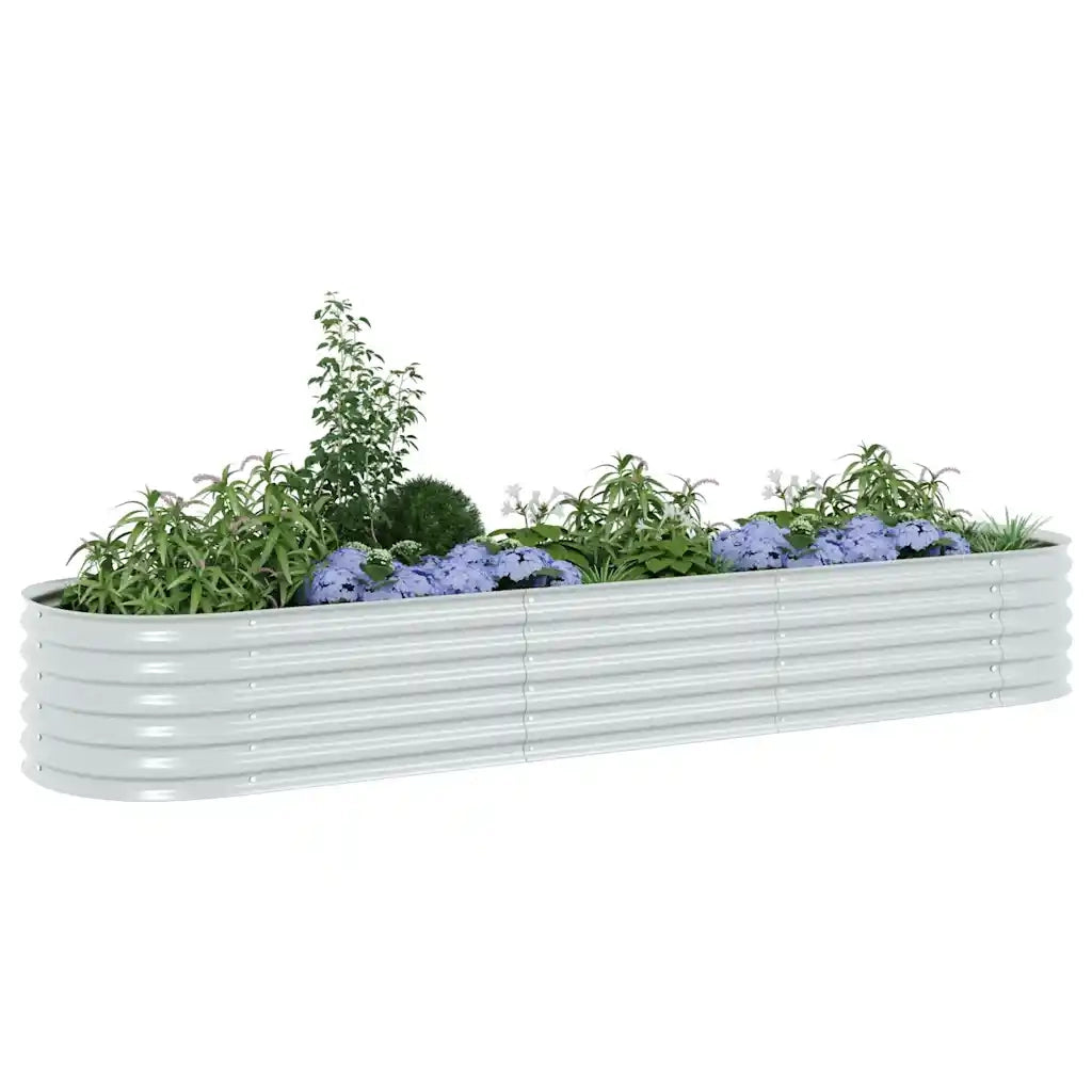Letto Rialzato Giardino 320x80x44 cm in Acciaio Zincato Argento 45517