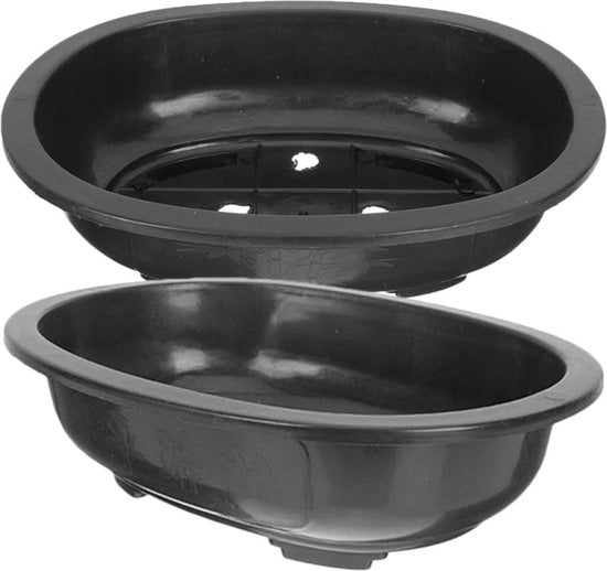 Vaso Bonsai Ovale 30 cm Plastica Con Scatola di Drenaggio - Grande Decorazione da Tavolo - Set da 2 Pezzi
