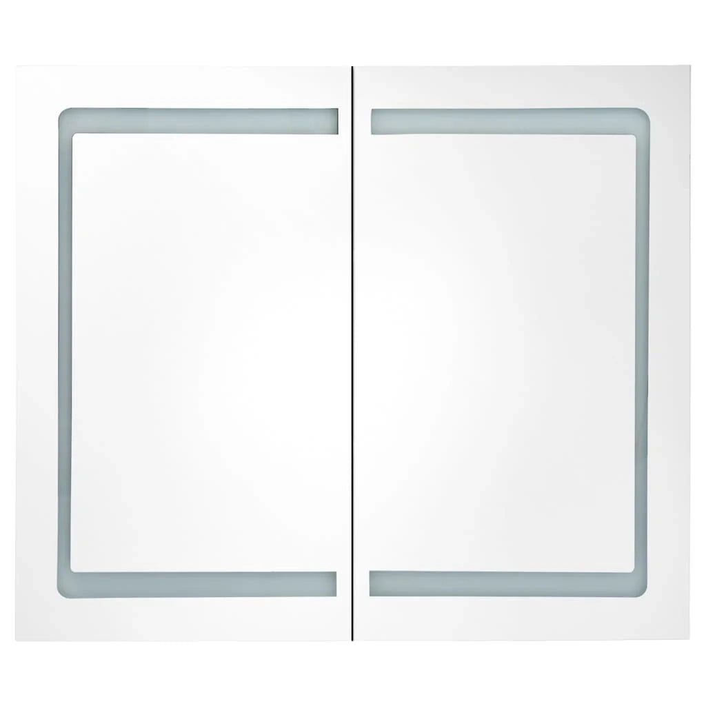 Mobile da bagno con specchio LED 80 x 12 x 68 cm nero lucido 02_0006617