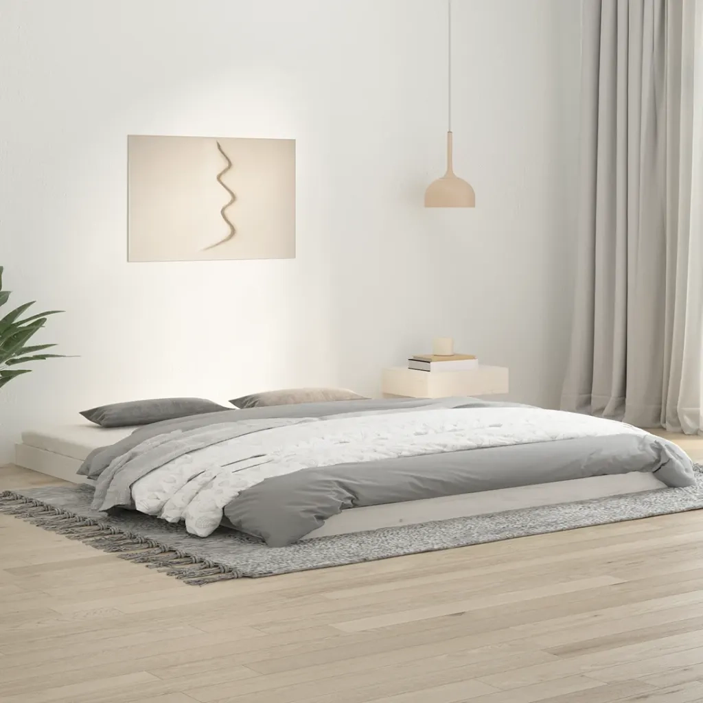 Letto matrimoniale | Letto per adulti | Giroletto senza Materasso Bianco 180x200 cm Legno Massello Pino
