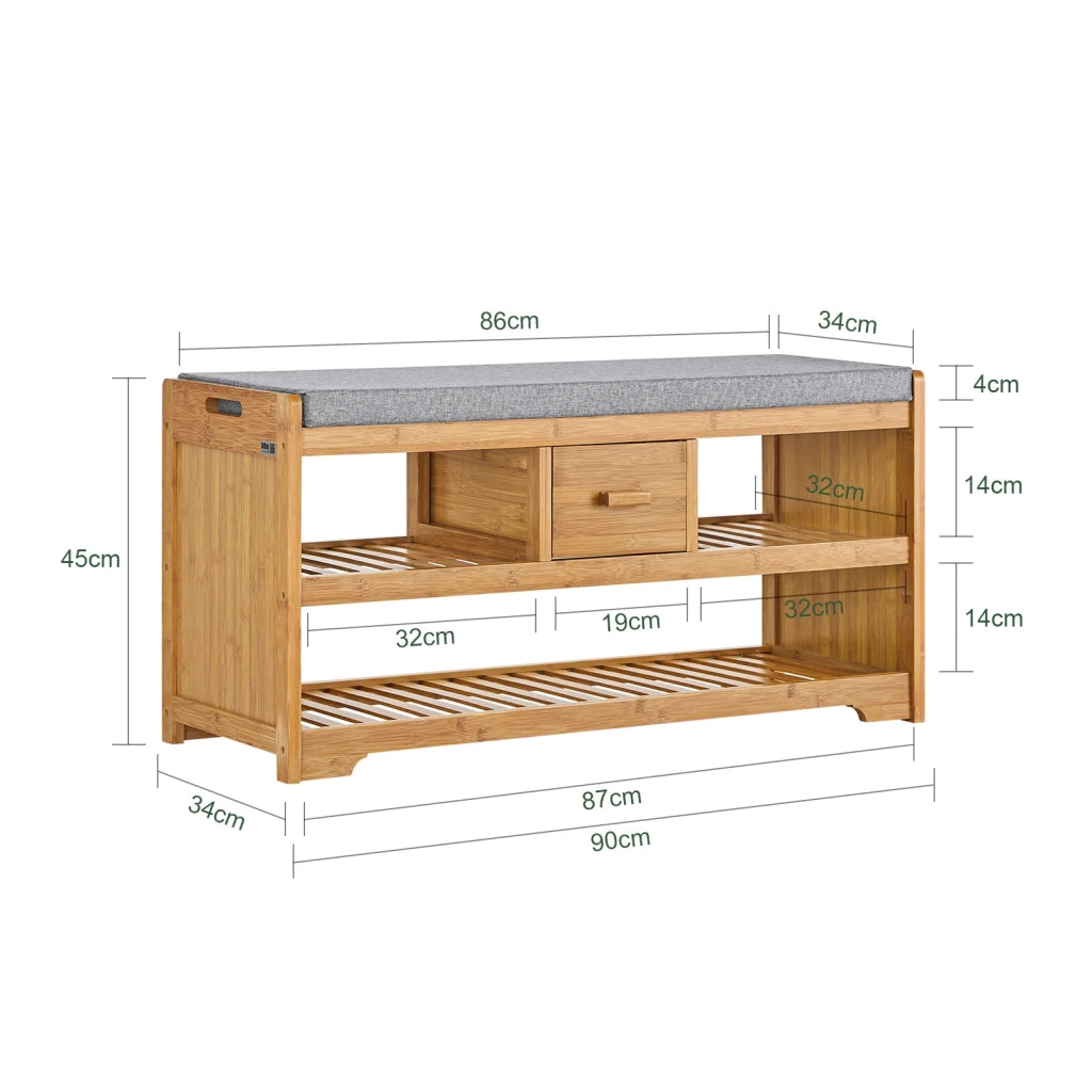 Scarpiera Panca Ingresso Cassapanca Legno massello di bambù L91*P34*A45 cm FSR75-N