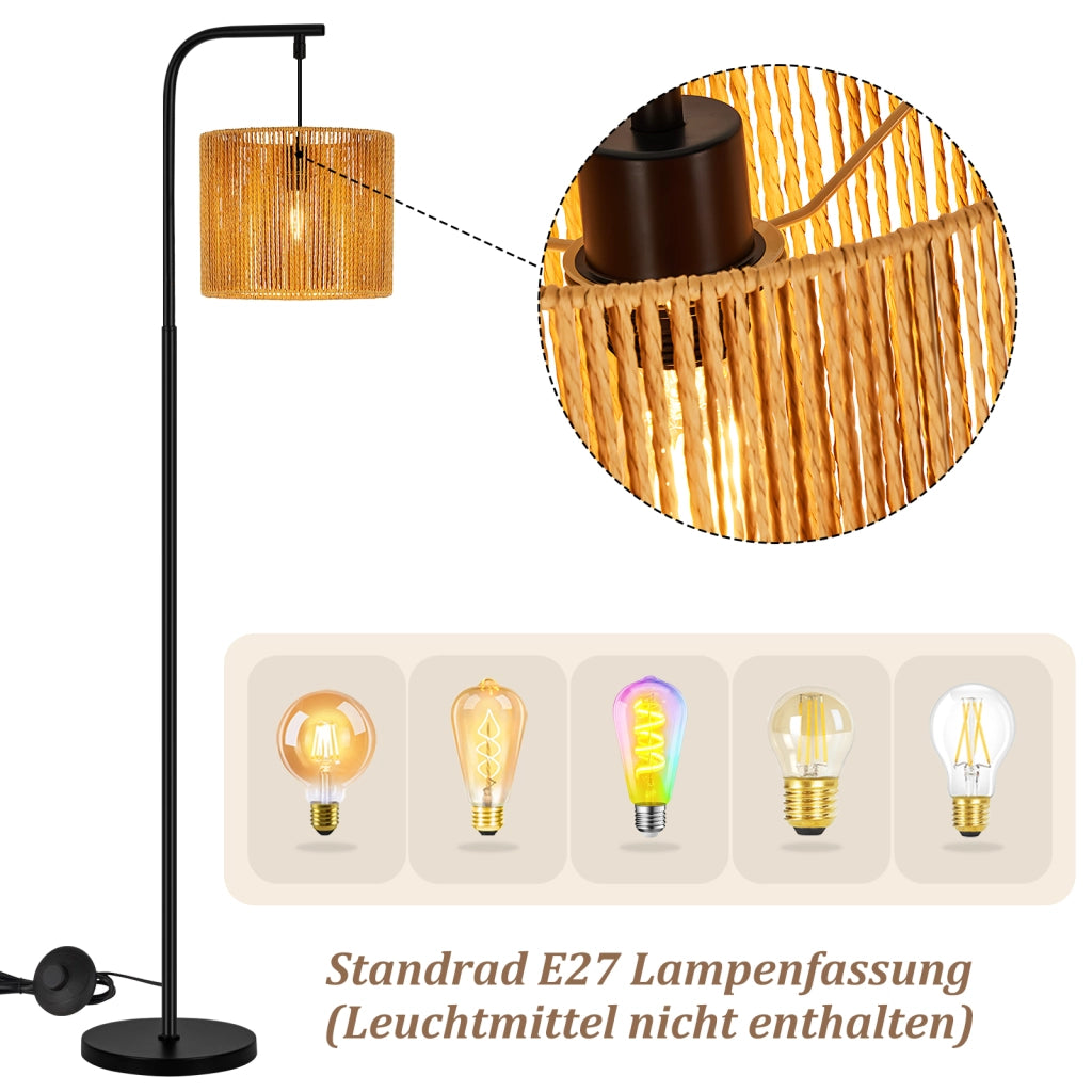 ZMH Lampada da Terra Vintage Nera E27 40W con Interruttore a Pedale Alta 164cm Adatta per Camera da Letto o Ufficio