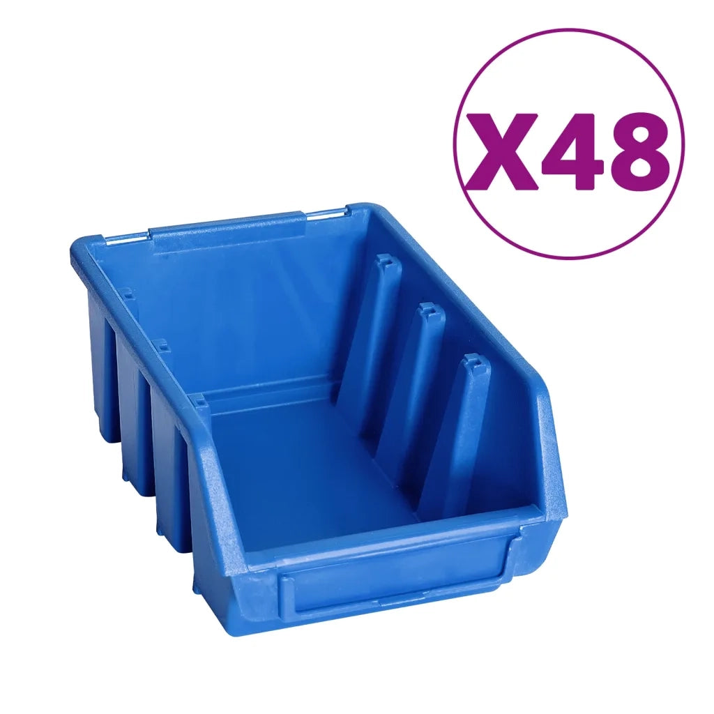 Kit Contenitori 128 pz con Pannelli a Parete Blu e Nero CFW3402737