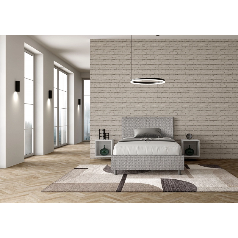 Letto imbottito 1 piazza e mezza 120x190 cm tessuto Aragona Adele - Bianco,Con rete