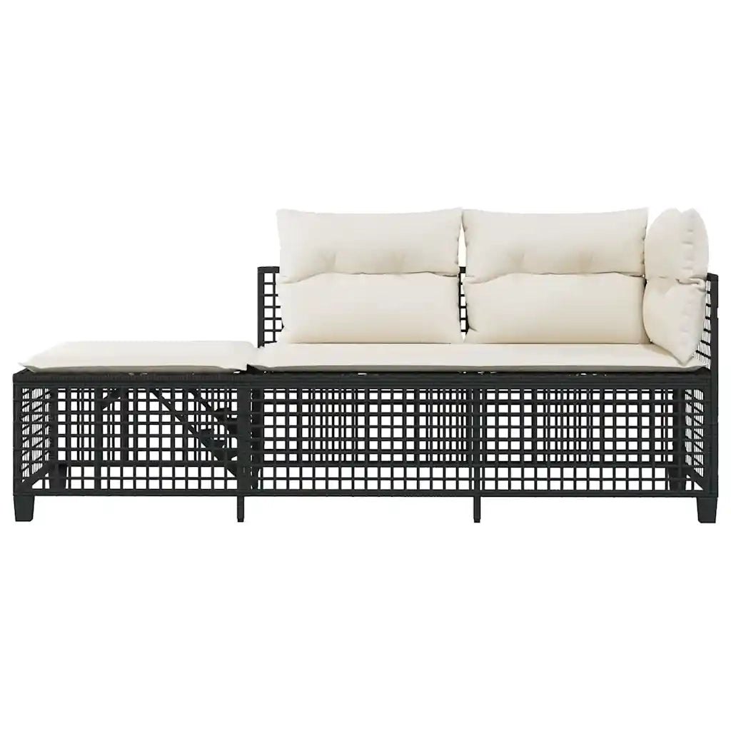 Set Divani ad Angolo 3 pz | Set Salotto da Giardino con Cuscini in Polyrattan Nero