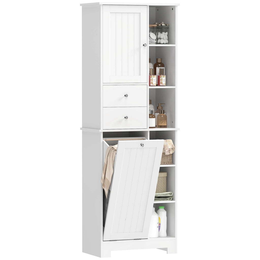 Armadietto da Bagno con Cassetti e Cesto Inclinabile ¨C Zephmum ¨C Bianco