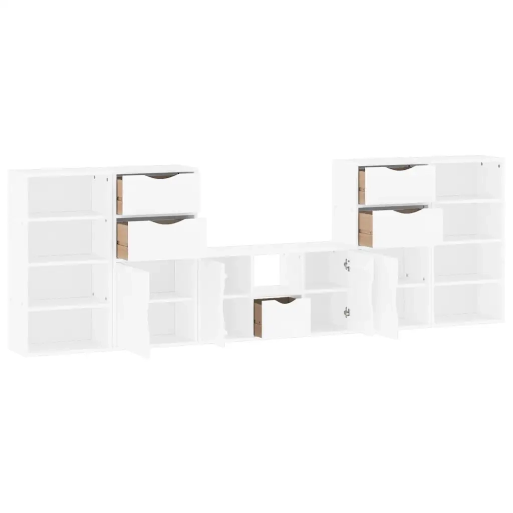 Mobile TV 5 pz-Mobile per TV-Credenza TV con Contenitore ODDA Bianco in Legno di Pino 207523