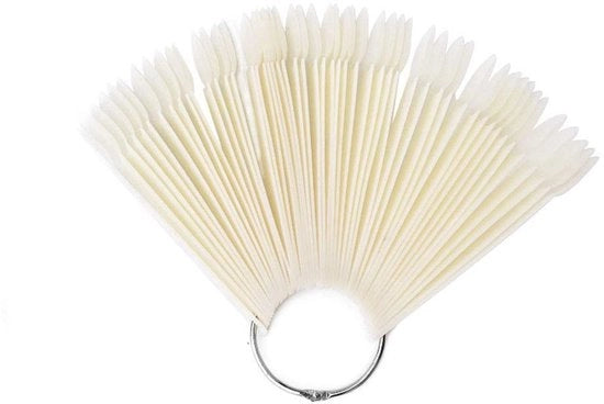 Collezione a colori 50 pezzi - Display per unghie a forma di ventaglio - Strumento di pratica - Design per unghie - Materiale plastico - Resistenete all'acqua e alla luce - Collezione per unghie