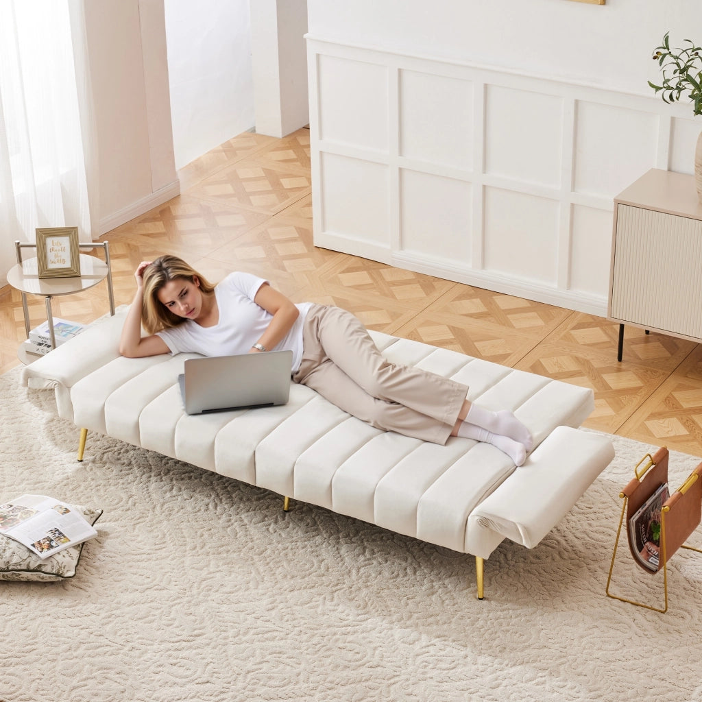 Divano letto moderno pieghevole - Zephmum- Velluto, piedini di supporto, multifunzionale