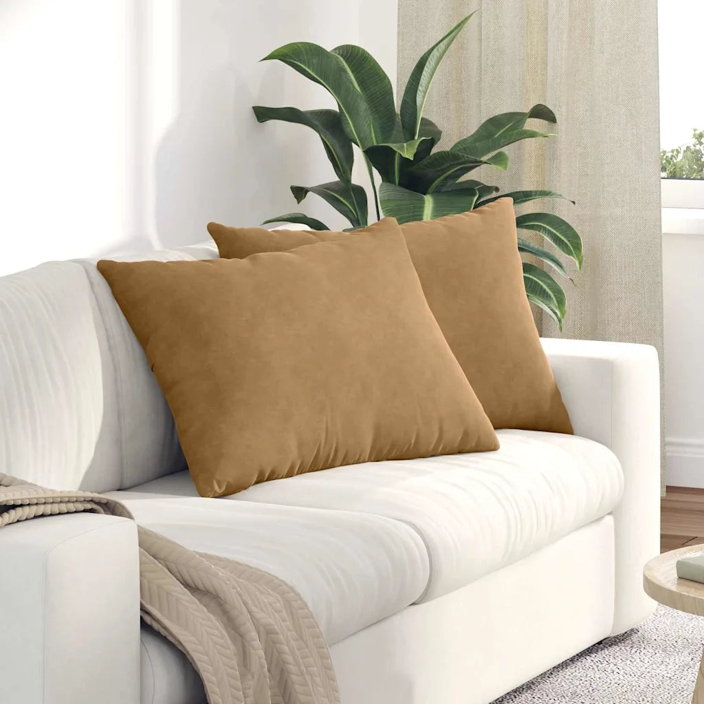 Cuscini da Divano 2 pz-Set di 2 Cuscini per Sofa Marrone 70 x 50 cm Tessuto in Cords