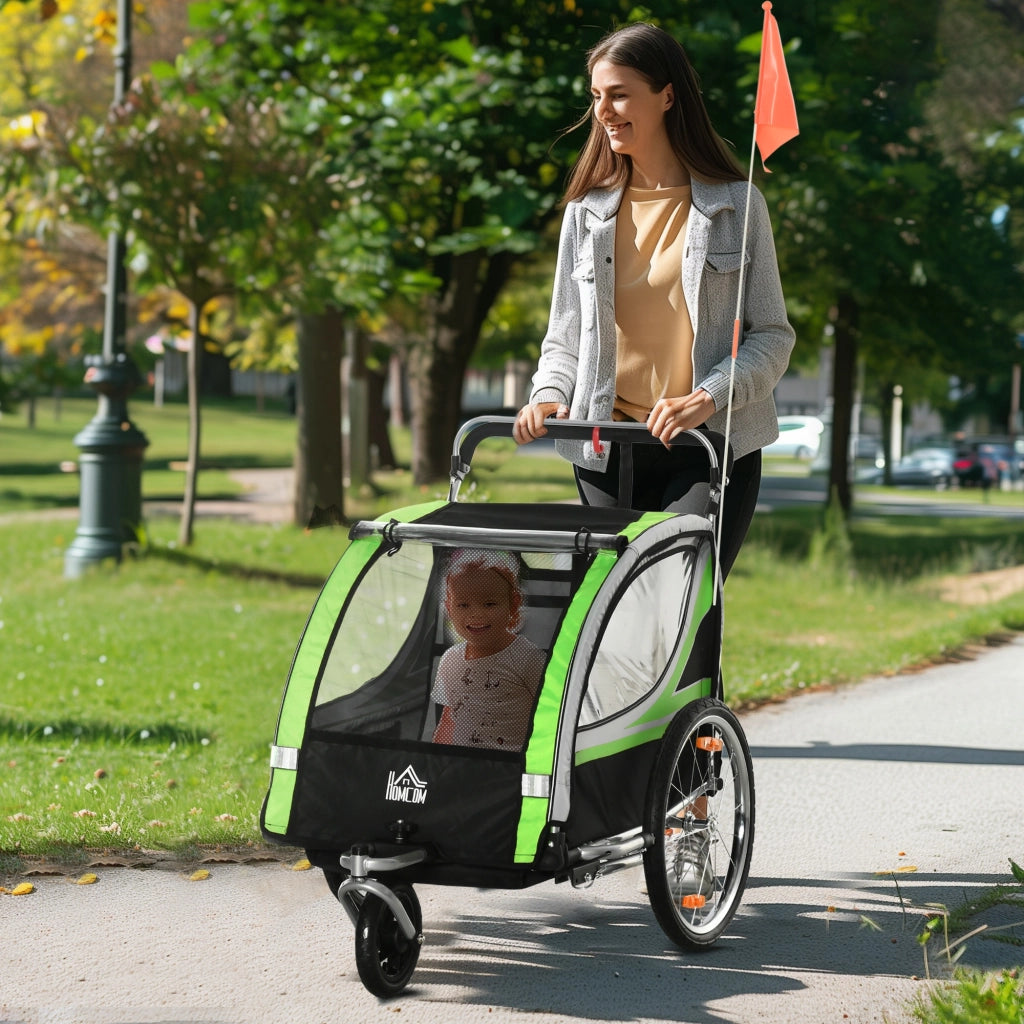 Carrello bicicletta 2 in 1 per 2 bambini ¨C zephmum ¨C Verde