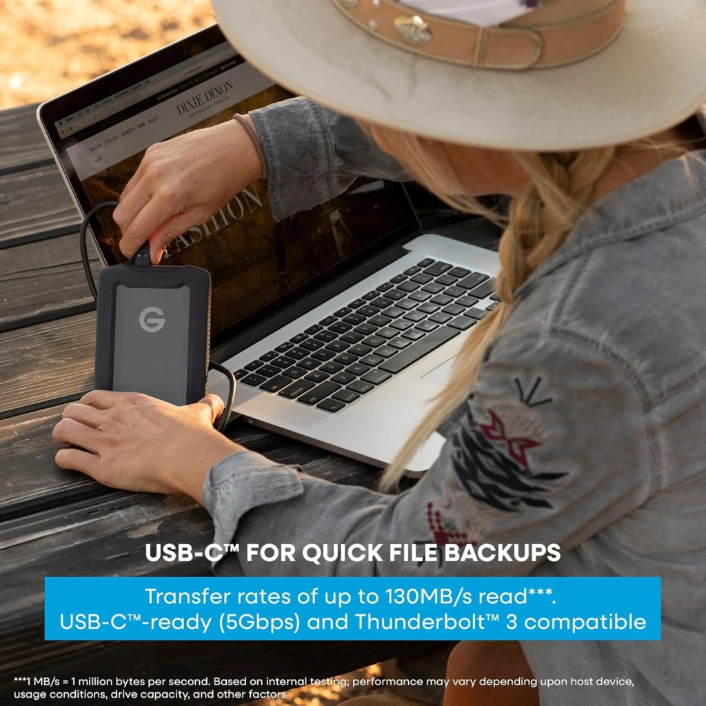 G-DRIVE ArmorATD 6TB, HDD portatile USB-C (5Gbps), USB 3.2 Gen 1, Thunderbolt 3, fino a 130 MB/s
