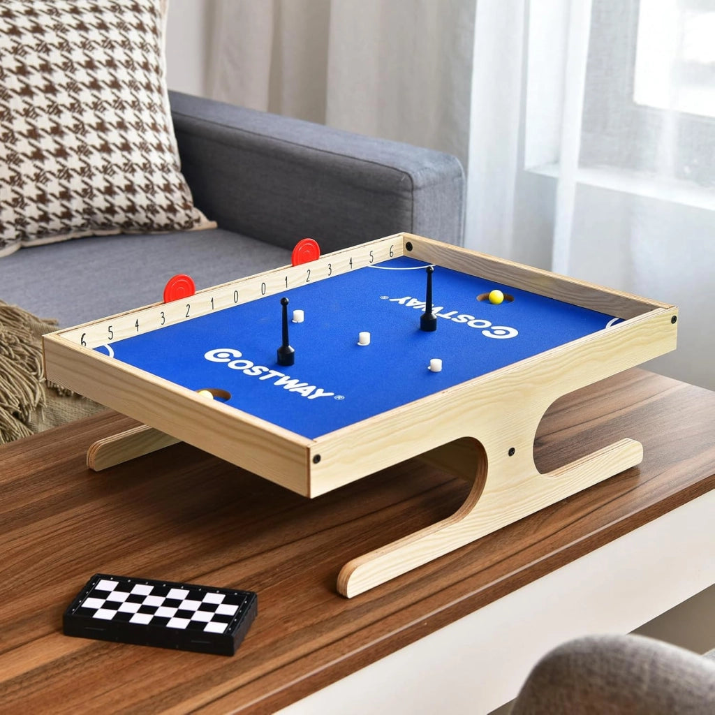 Mini Calcio Balilla da Tavolo, con 2 Giocatori con 2 Palline e 2 Set di Maniglie magnetiche, 2 segnapunti e 3 magnetici Color Biscotto, per Bambini Adulti Serate in Famiglia e Feste