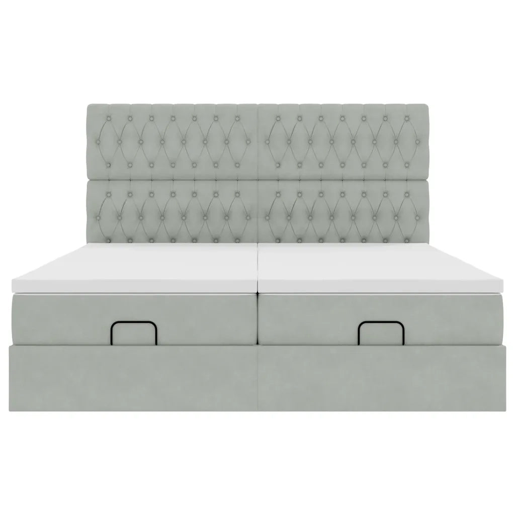Struttura Letto Pouf con Materassi 160x200 cm in Velluto
