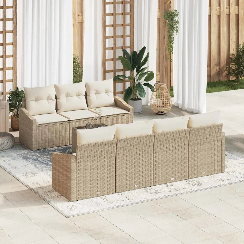 Set di divani con cuscino 8 pcs Beige e Crema polyrattan 3355300
