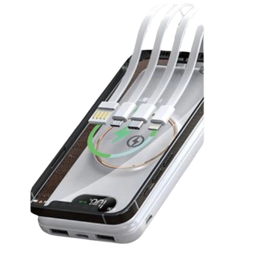 Trade Shop - Power Bank 12000mah Con Ricarica Magnetica Wireless Da 5w Cavi Integrati Multitipo Q-dc22 -