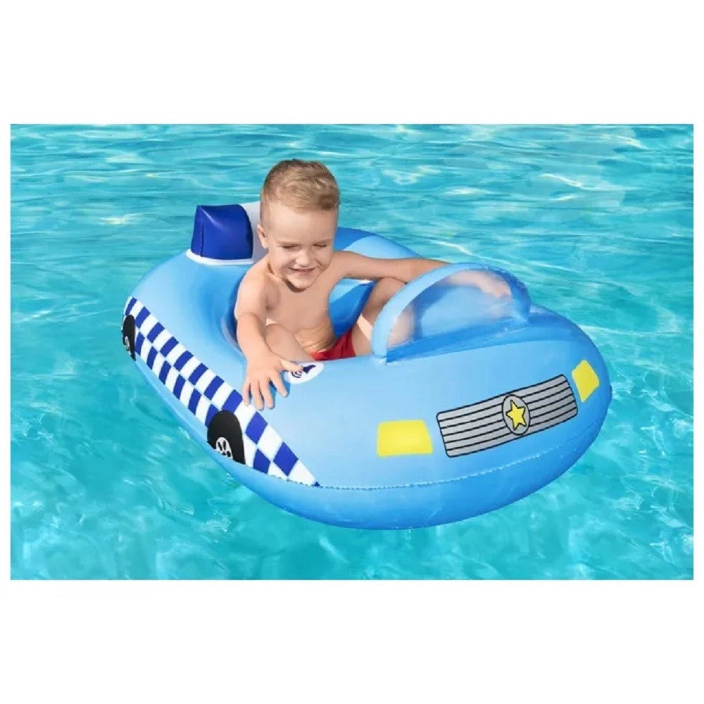 Trade Shop - Barchetta Auto Della Polizia Azzurro Con Altoparlante Incorporato 97x74cm 34153 -