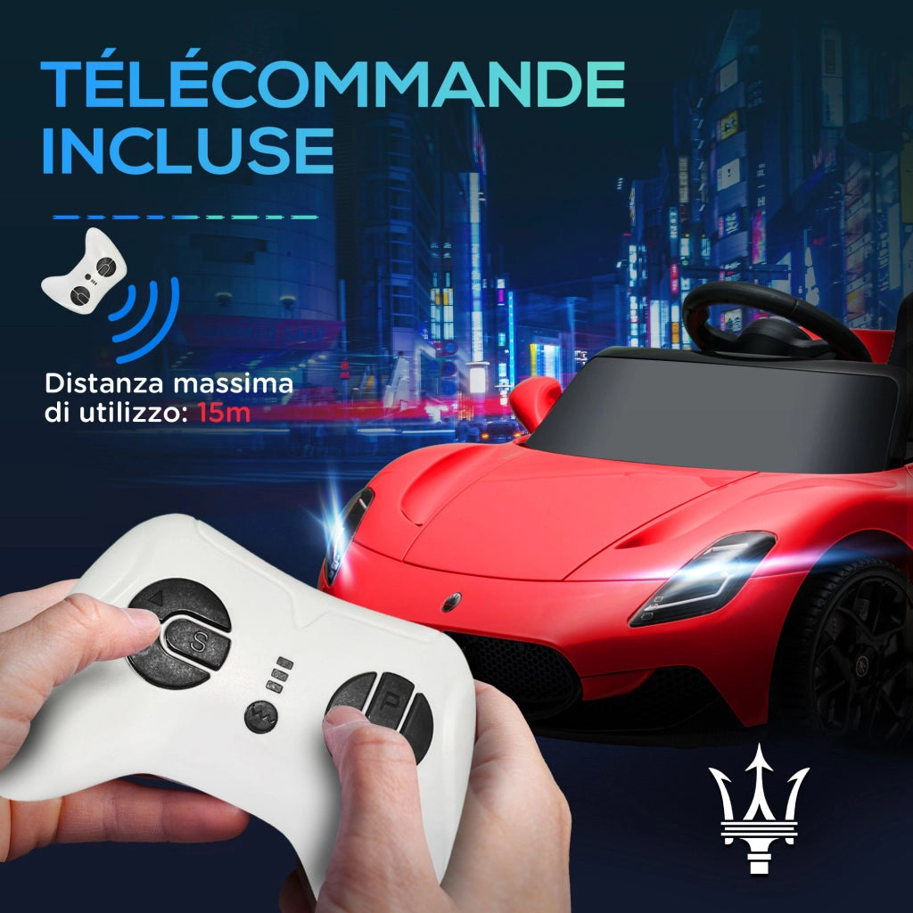 Auto elettrica Maserati MC20 12V per Bambini ¨C zephmum ¨C Rosso con Telecomando, LED e Musica