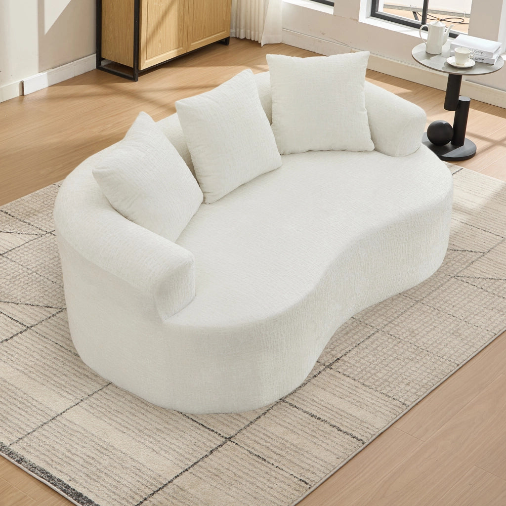 Divanetto Curvo con Cuscini ¨C MINIMAL ¨C Chenille, 2 Posti, Senza Montaggio