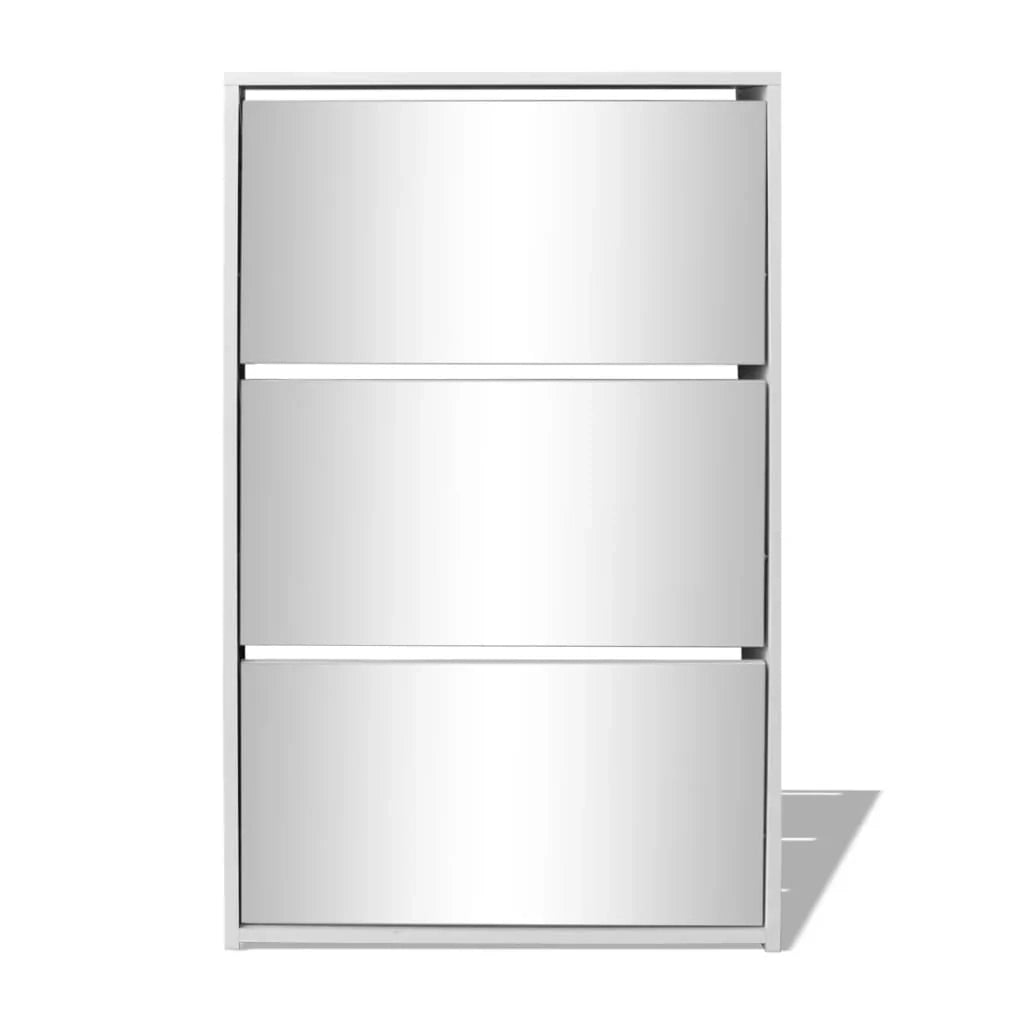 Scarpiera con 3 ripiani 63 x 17 x 102,5 cm specchio bianco 02_0043383