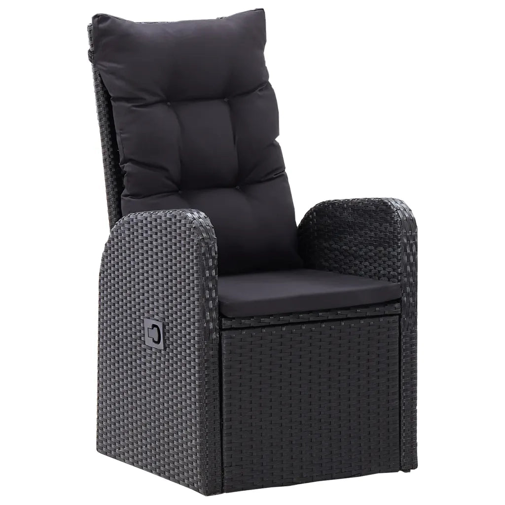 Set da Pranzo da Giardino 7 pz con Cuscini Nero 3099494