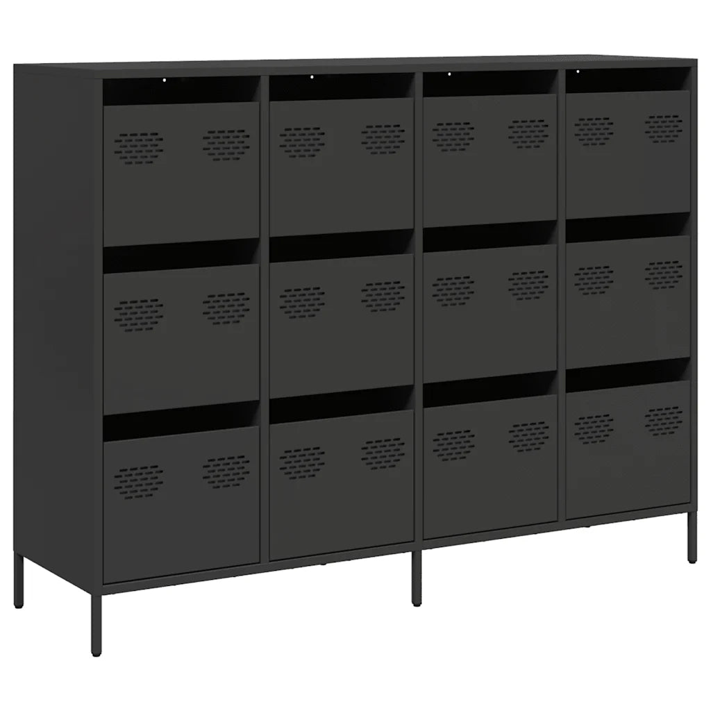 Credenza Nera 135x39x103,5 cm in Acciaio Laminato a Freddo 3307173