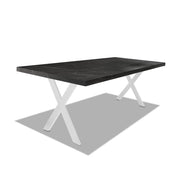Tavolo da pranzo in legno e metallo con piedi a X bianchi - 220x100 cm