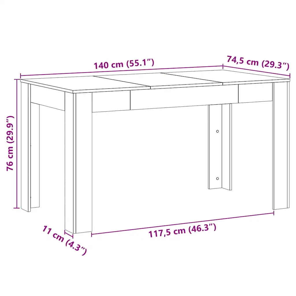 Tavolo da pranzo Rovere Nero 140 x 74,5 x 76 cm 862053