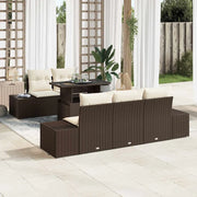Set di divani con cuscino 6 pcs Marrone e Crema polyrattan