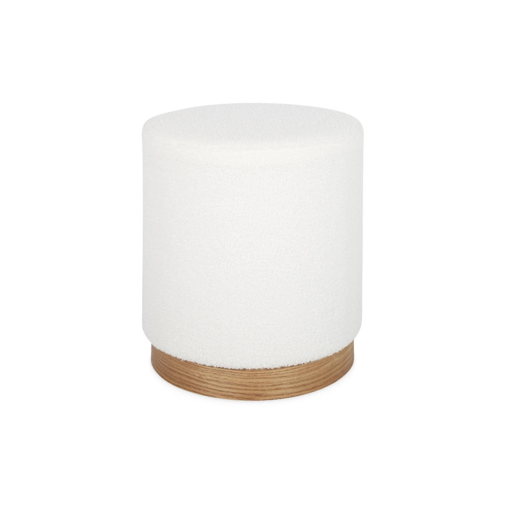 Pouf scandinavo in bouclé, bianco