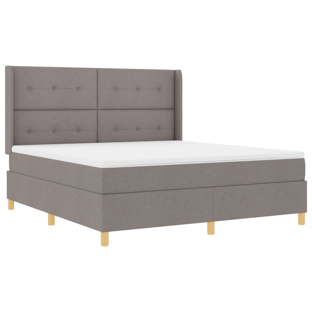 Letto Box Spring  con Materasso e LED Tortora 180x200 cm Tessuto
