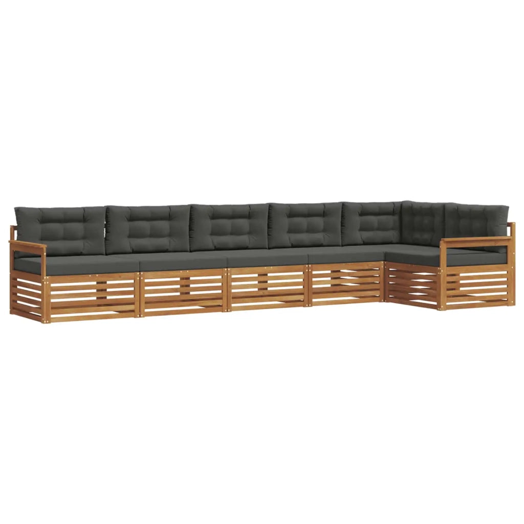Set di divani da esterno con cuscino 6 pcs Naturale e Antracite