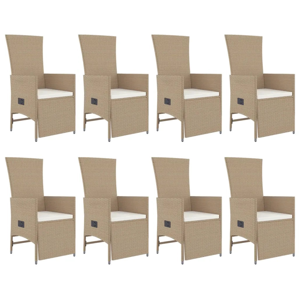 Set da Pranzo da Giardino 9 pz con Cuscini Beige in Polyrattan 3157579