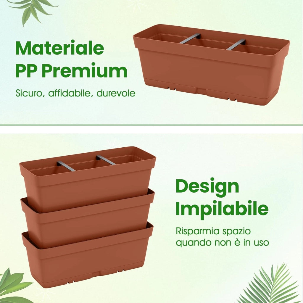 Letto Verticale Rialzato, 6 PZ Fioriere da Giardino per Verdure, Erbe e Fiori, Fioriere Elevate per Interni ed Esterni per Patio, Giardino e Balcone (Rosso)