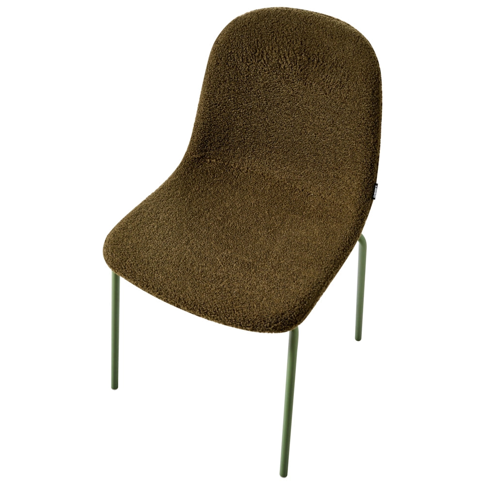 Set di 2 sedie da conferenza tappezzate in bouclé verde con gambe in ferro Impilabili Mobili da ufficio