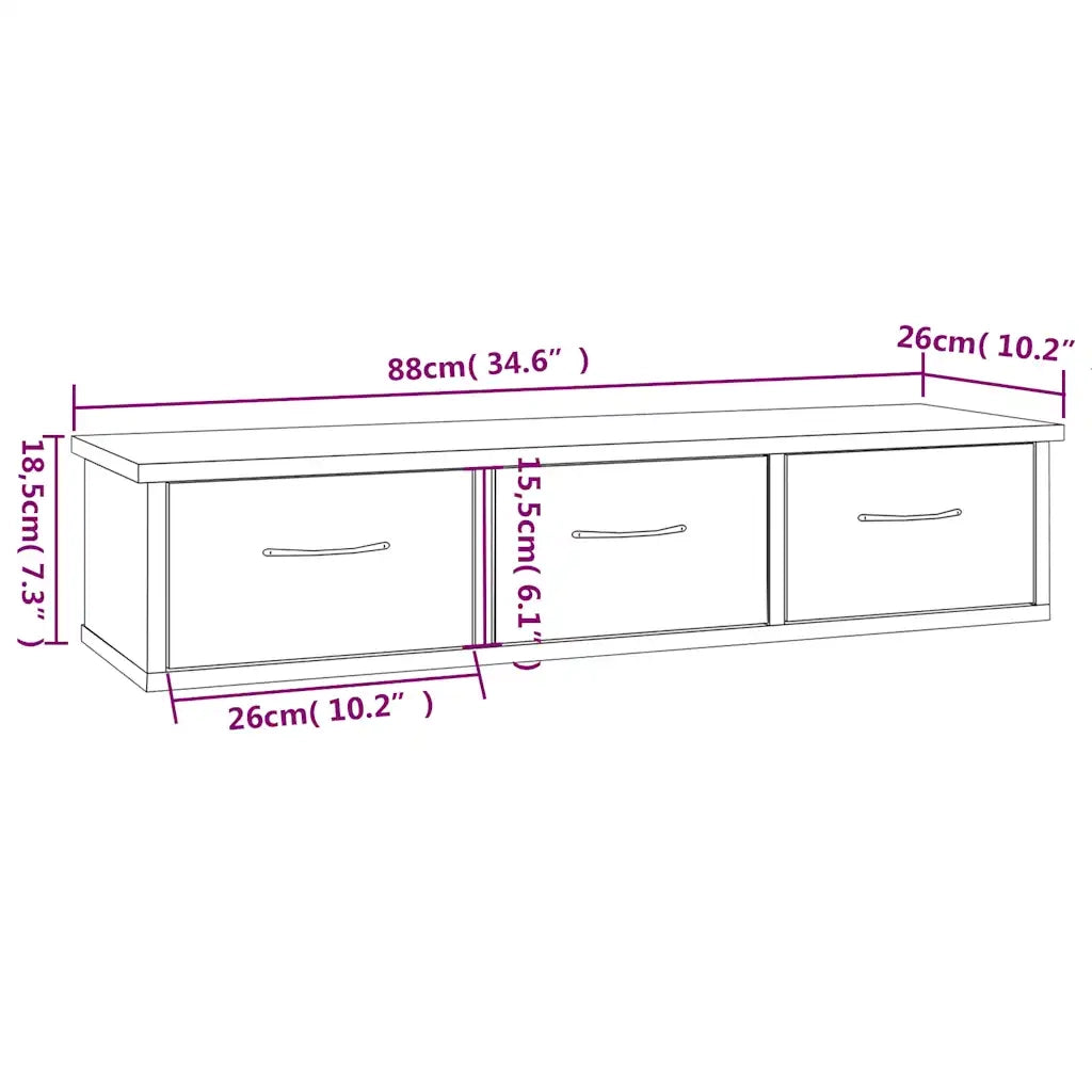 Mobile a Muro Grigio Sonoma 88x26x18,5 cm in Legno Multistrato 815082