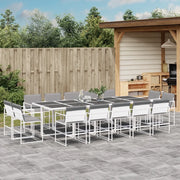 Set da Pranzo da Giardino 15 pz con Cuscini Bianco in Textilene