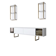 Porta TV in legno "Gold Line" - 180 x 30 x 48 cm - Bianco-Nero