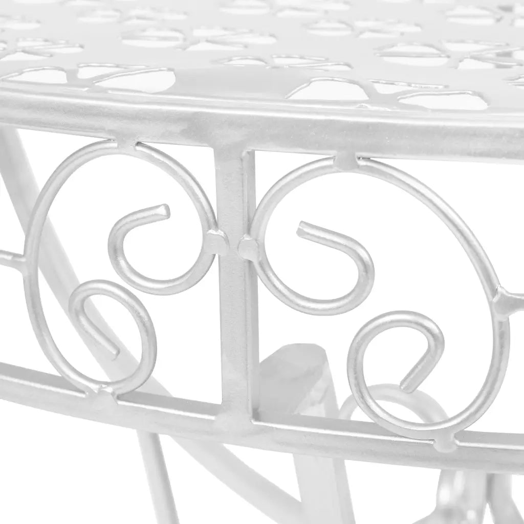 Tavolino Vintage in Metallo Semicircolare 72x36x74 cm Argento 245929