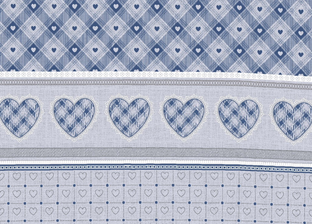 Copripiumino Sacco Piumone Cotone Flanella Pensieri Delicati Disegno Chalet - Singolo - Blu