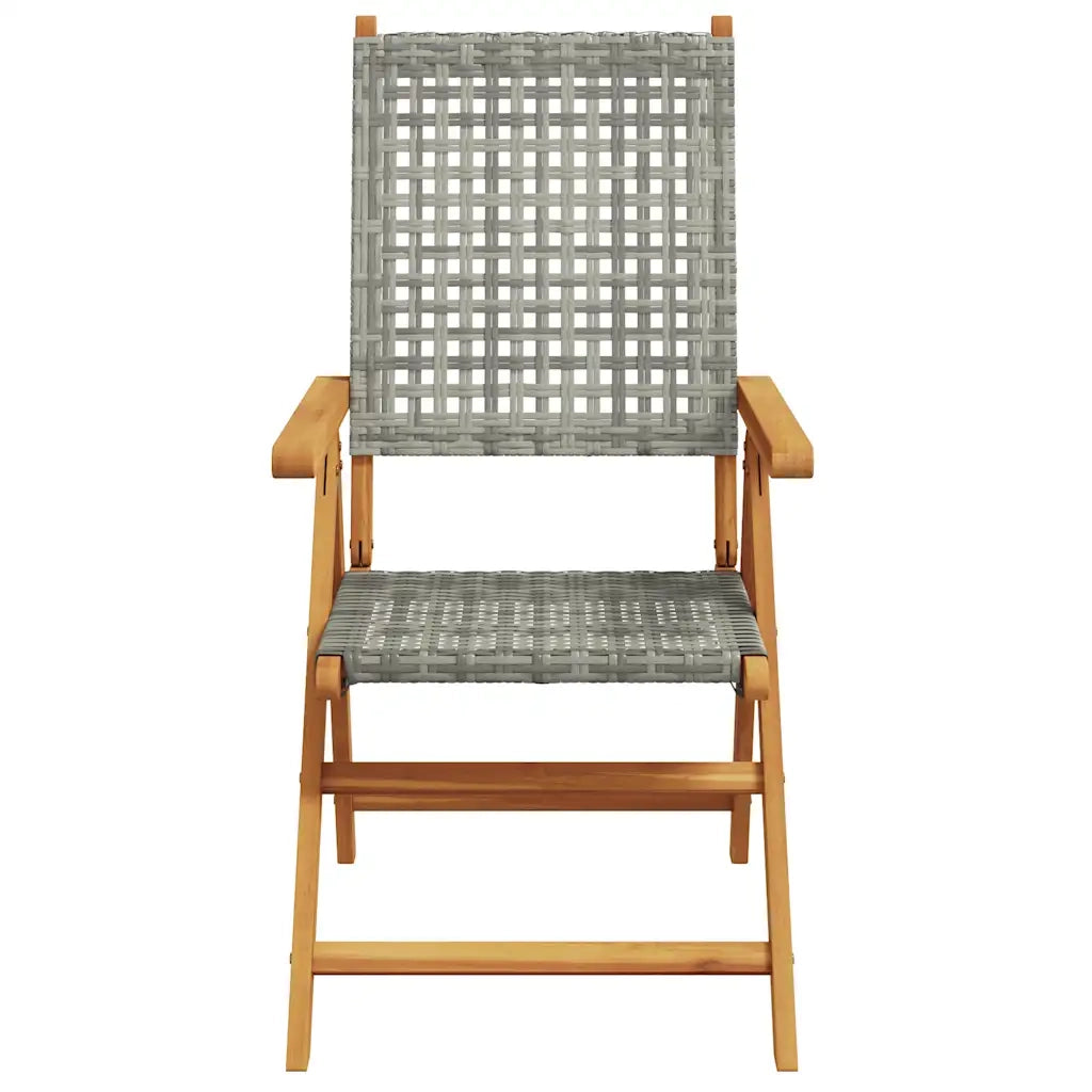 Set Pranzo da Giardino 7 pz Grigio Polyrattan e Legno Massello
