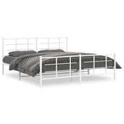 Letto matrimoniale | Letto per adulti | Giroletto con Testiera e Pediera Metallo Bianco 183x213 cm
