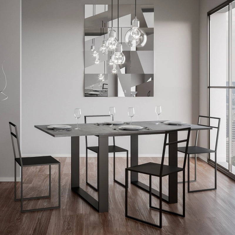 Tavolo apribile 90x90/180 cm Tecno Libra telaio Antracite - Cemento