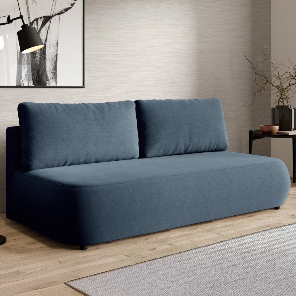 Brugnato, Divano Letto 2 Posti Contenitore, 210x106 cm blu