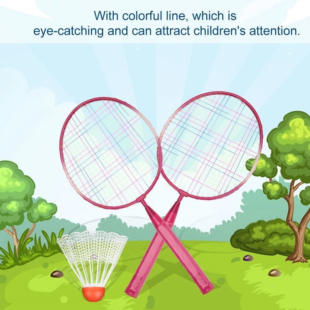 Trade Shop - Set Racchetta Badminton Palla Leghe Nylon Per Bambini Giocattoli All'aperto Rosa -