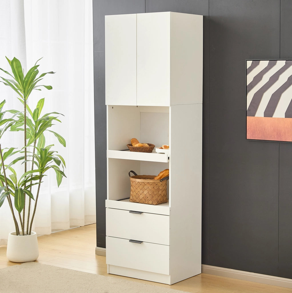 Colonna dispensa cucina 200 cm con 2 cassetti e vano microonde