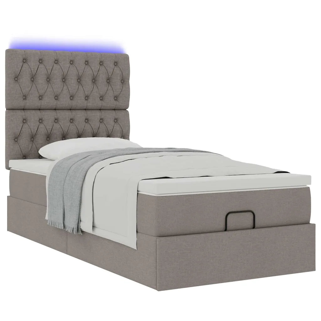 Struttura Letto Pouf con Materasso Tortora 80x200 cm in Tessuto