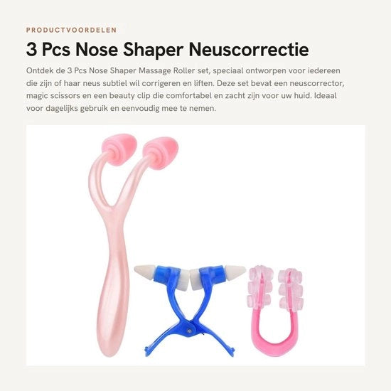 Correttore del Naso - Massaggiatore del Naso - 3 pezzi di Clip per Formare il Naso - Silicagel per Naso
